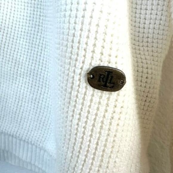 Ralph Lauren White Waffle Knit Cowl Neck Sweater - Oversized Fit - Picture 2 of 5